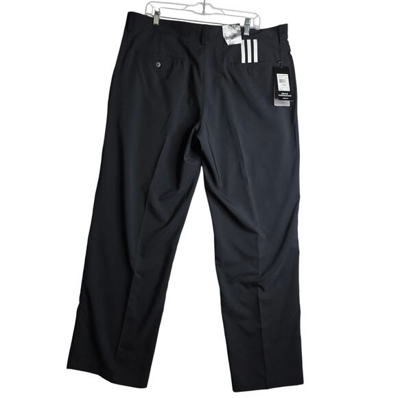 Adidas 38×32 NWT 3 Stripes pants BlacknWhite Flat front GolfCasual ActiveOutdoor - Picture 2 of 12